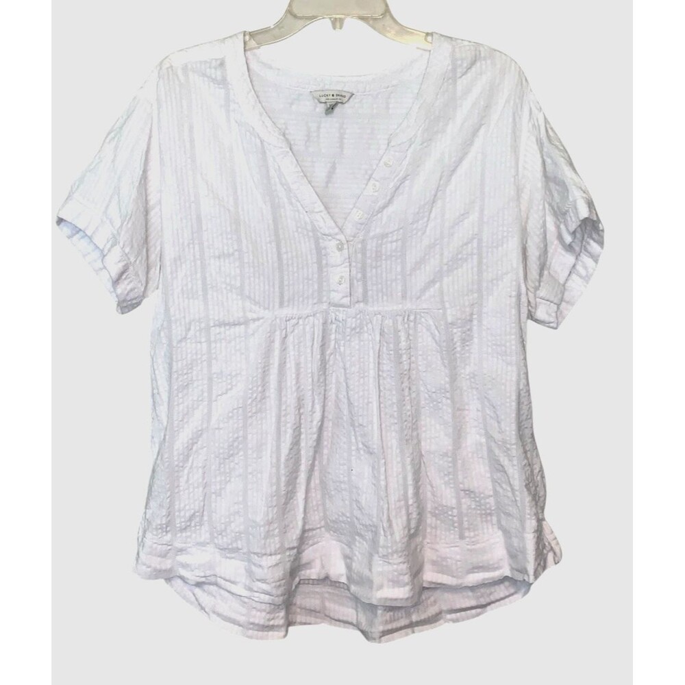 Lucky Brand Ladies White Top Boho Casual Loose-Fitting Festival - Size Medium